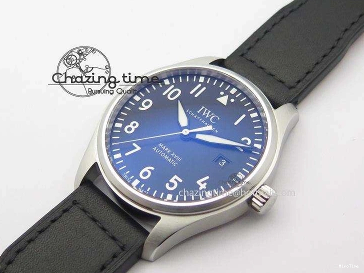 MIROTIME 0212 Mark XVIII IW327001 SS Mk Maker Best Edition Black Dial On Black Leather Strap A SunProtective 7299